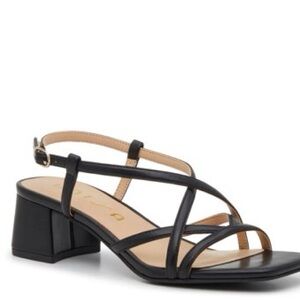 Unisa Black Strappy Sandals with Block Heel